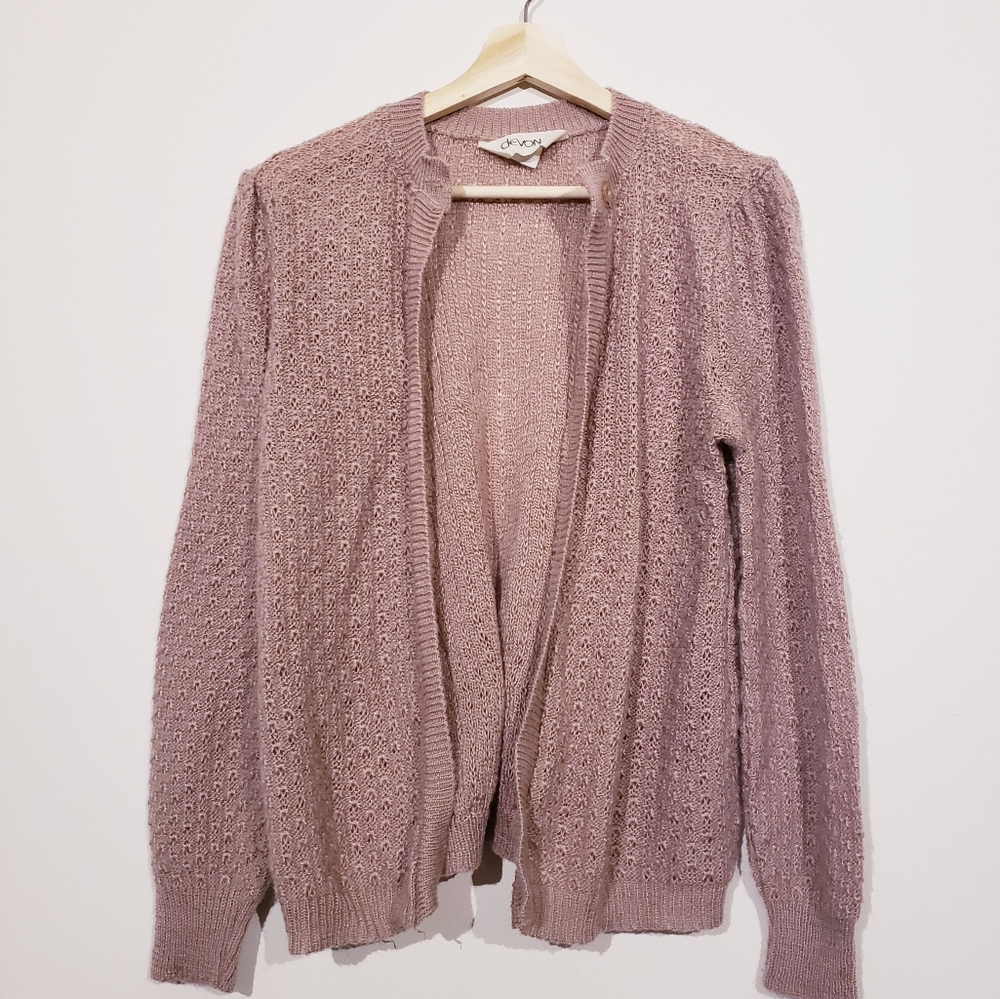 Vintage Devon Knit sweater Beige Rose Cardigan